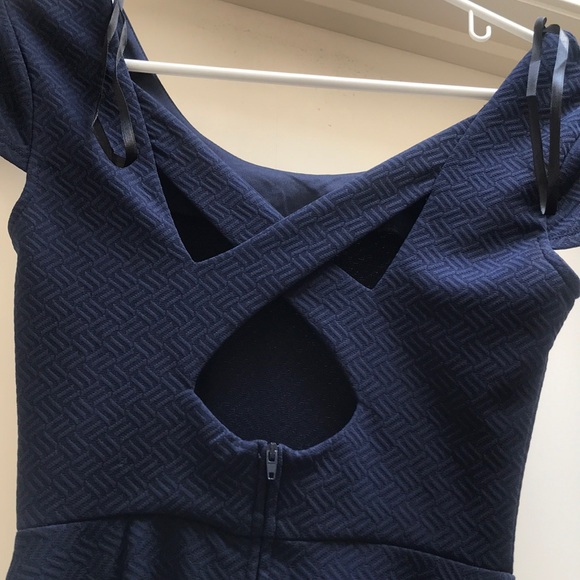 B Darlin navy cross back dress - Picture 4 of 5